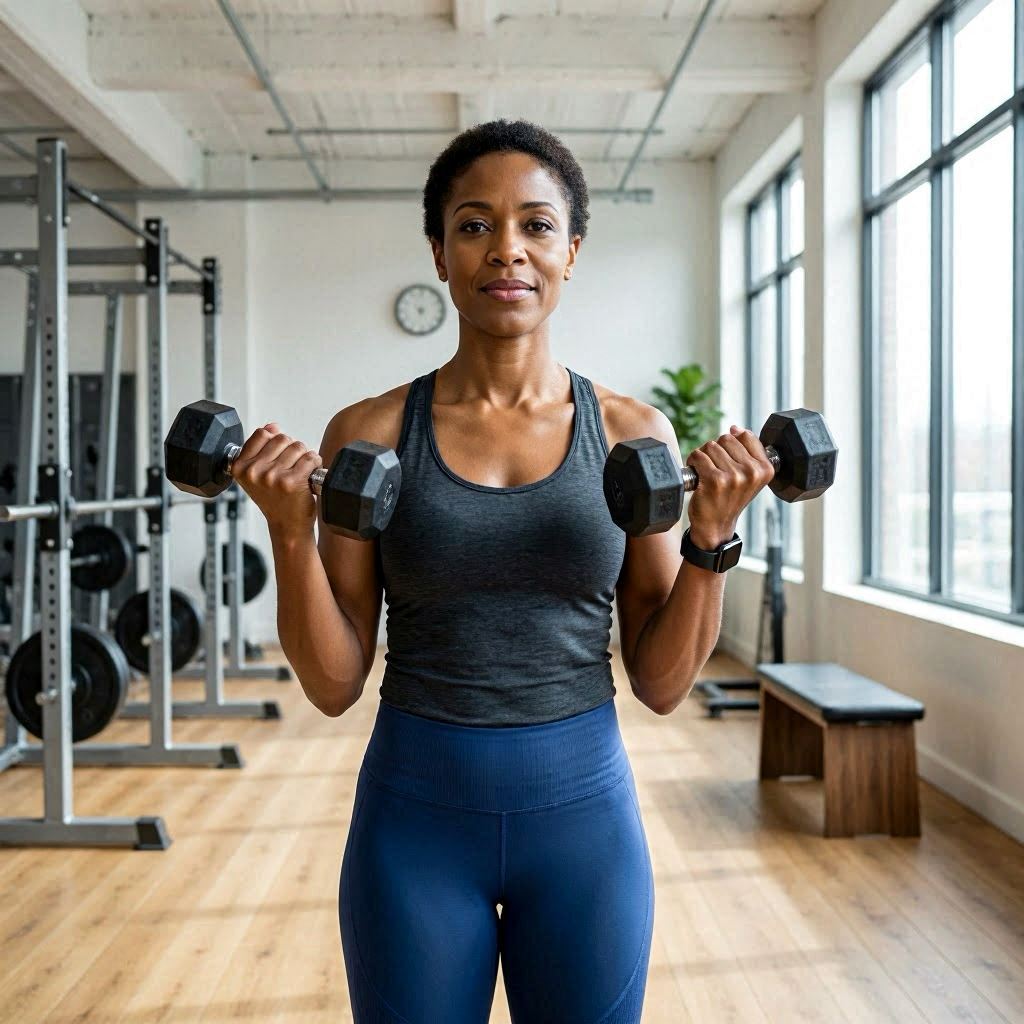Femme s'entraînant à la musculation avec haltères dans une salle de sport